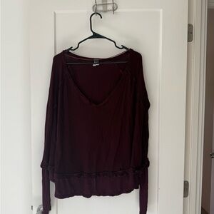 We The Free Red and Purple Ruffled Blouse